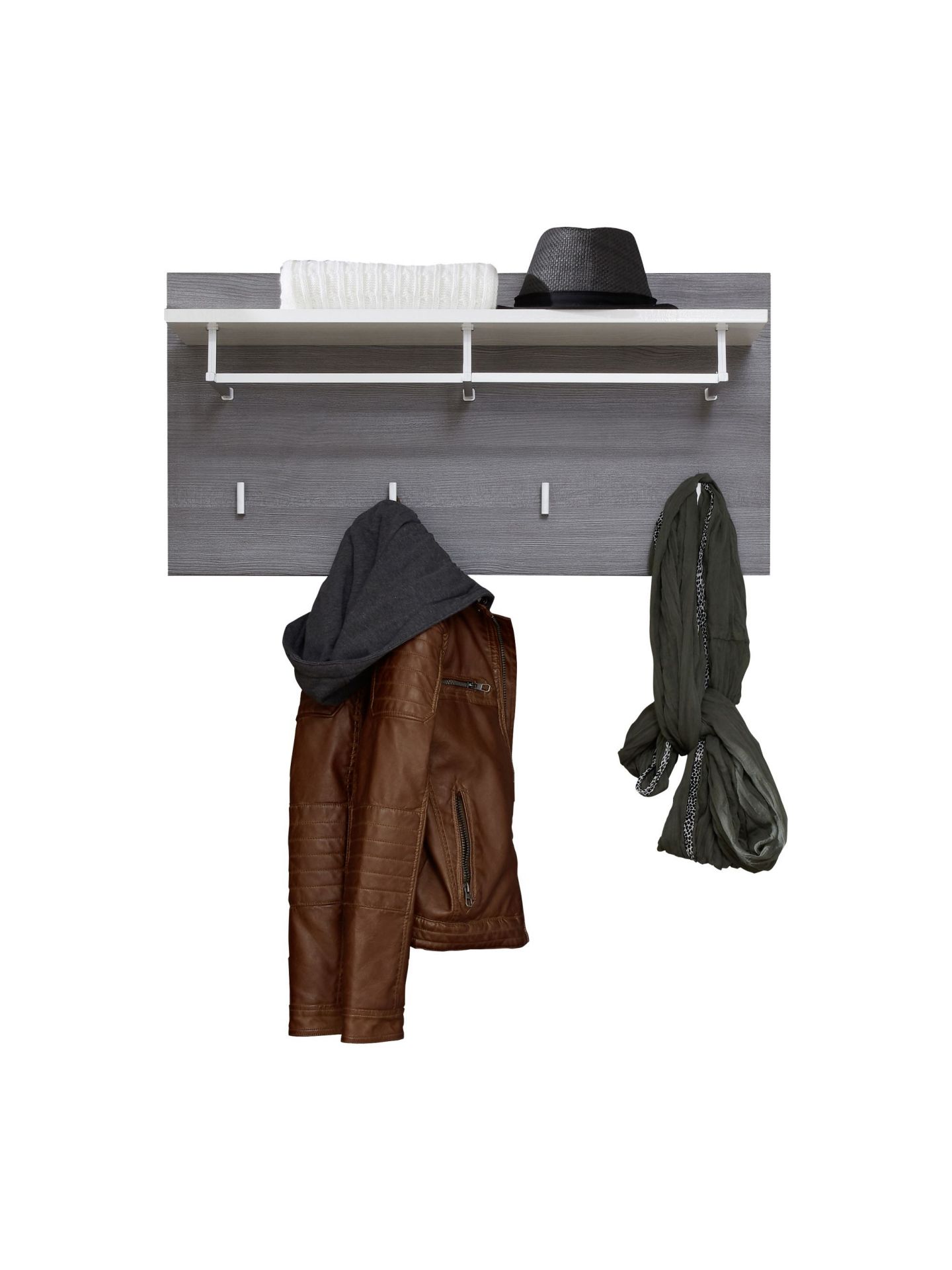 trendteam Line Garderobenpaneel Rauchsilber Weiß