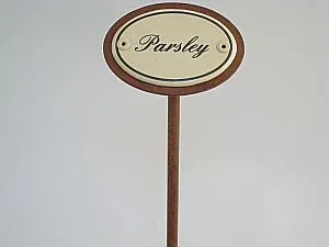 Münder Email Kräuterstecker Emailschild 6x4 englisch Parsley 25cm Spieß