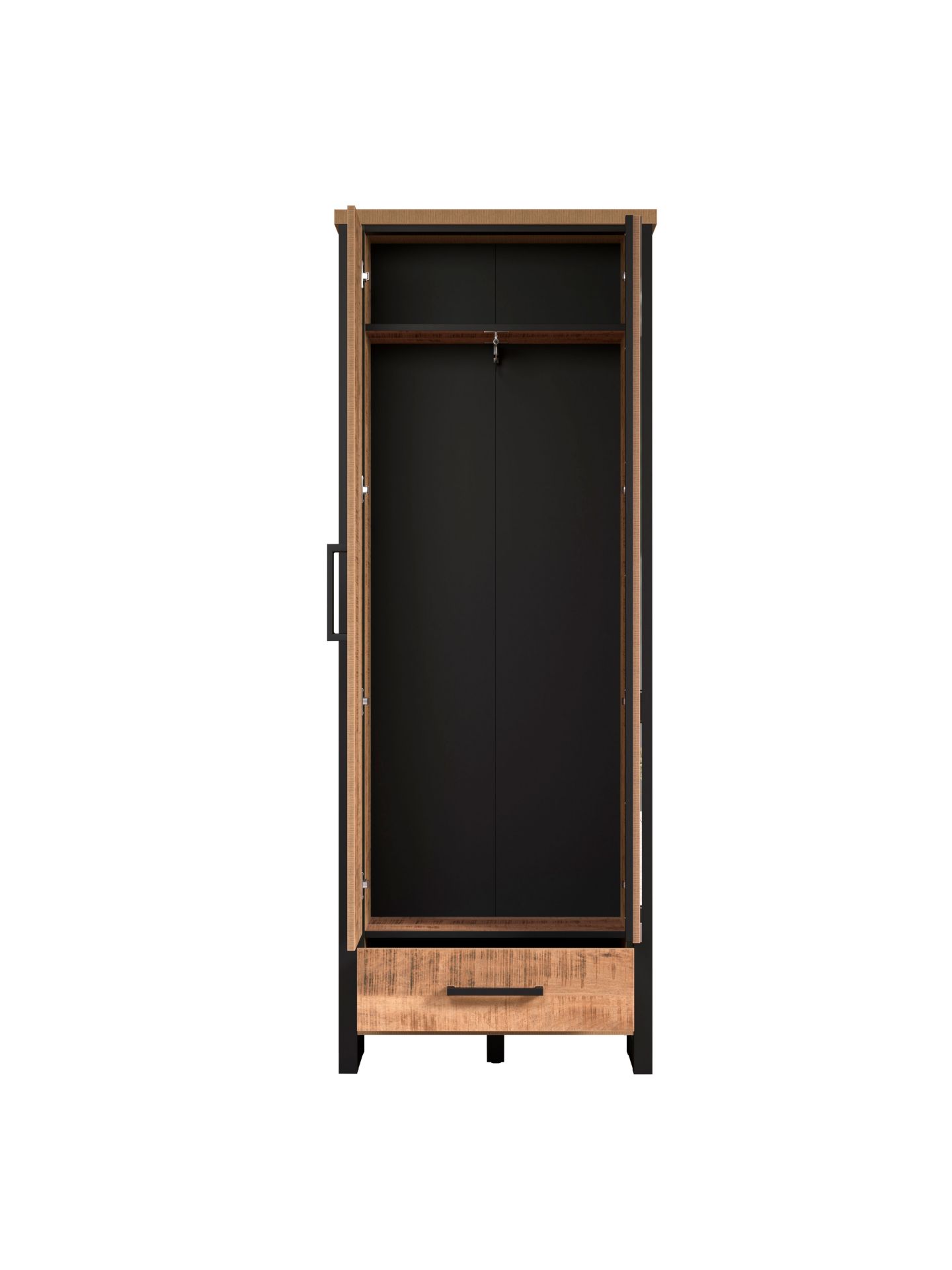 trendteam Enna Garderobenschrank Mango Schwarz Griff