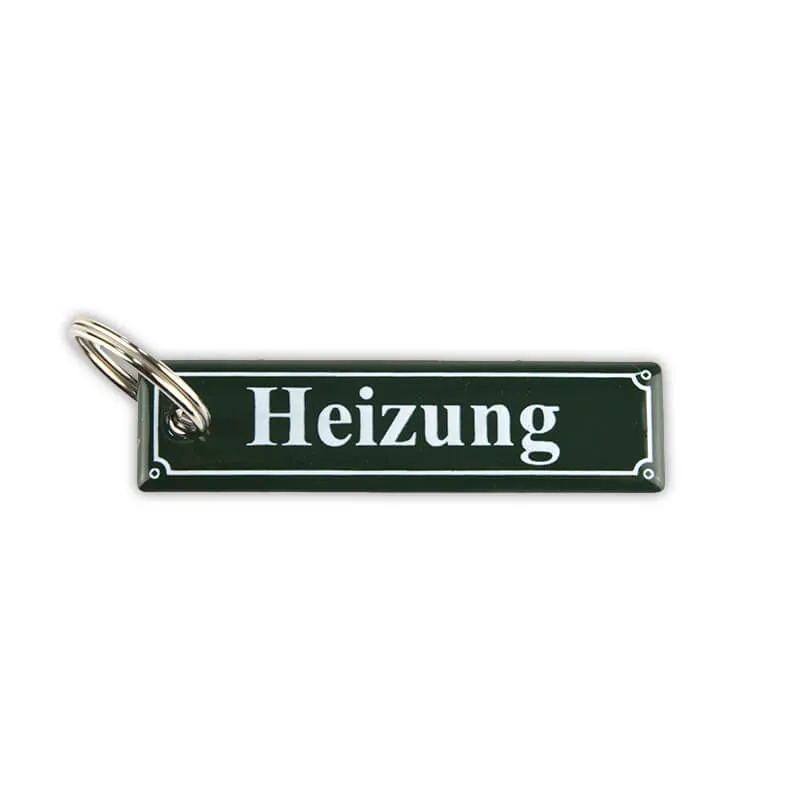 Münder Email Schlüsselanhänger Email Heizung grün 8x2 cm