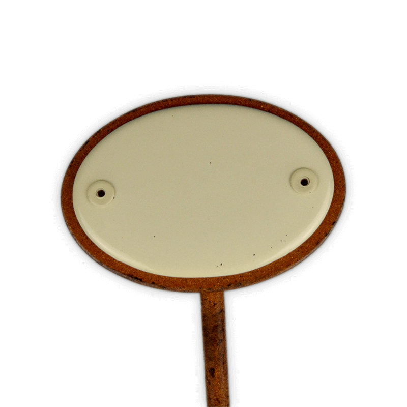 Münder Emailschild Blanko Erdspieß 25cm 6x4cm creme