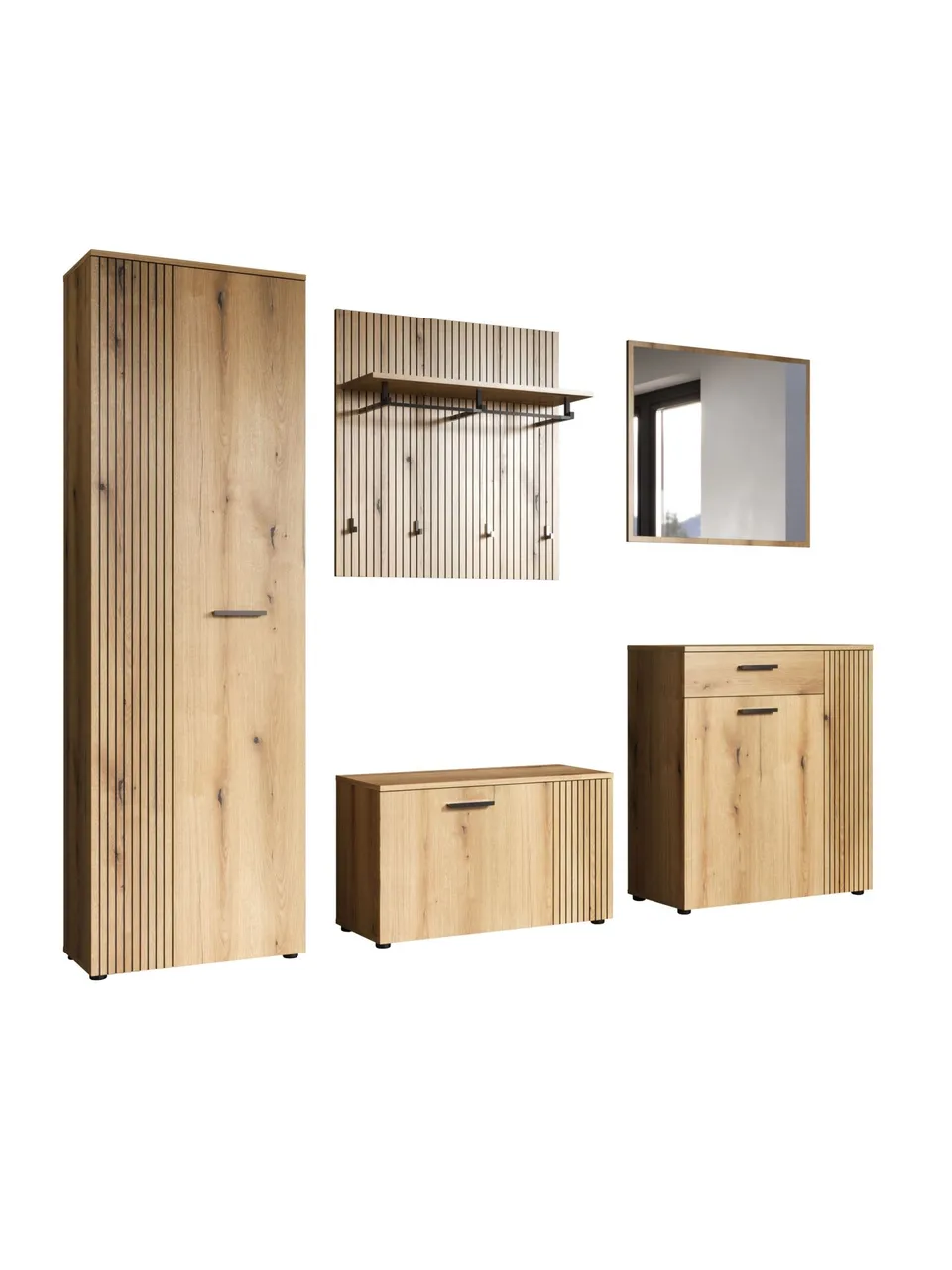 trendteam PureBliss Garderoben-Set Evoke Eiche 5-tlg Flurmöbel