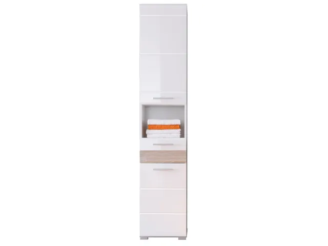 trendteam Mezzo Hochschrank Weiß Eiche Sägerau Hell