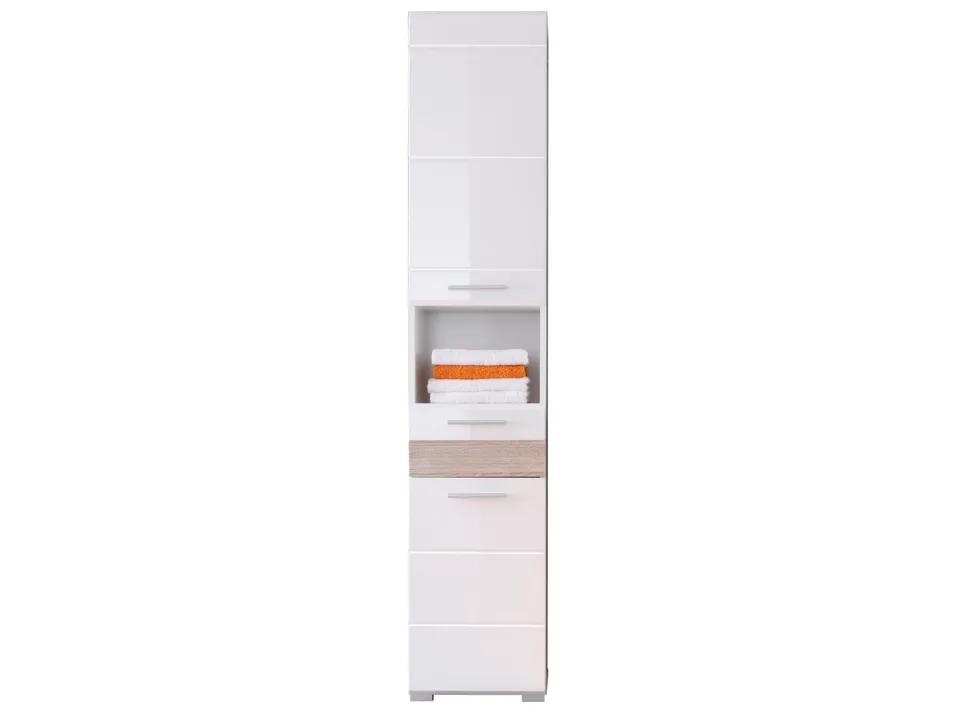 trendteam Mezzo Hochschrank Weiß Eiche Sägerau Hell
