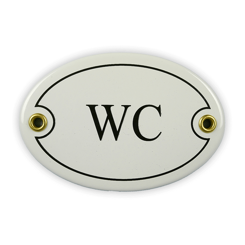 Münder Email WC Emailschild oval 10,5x7 cm weiß/schwarz