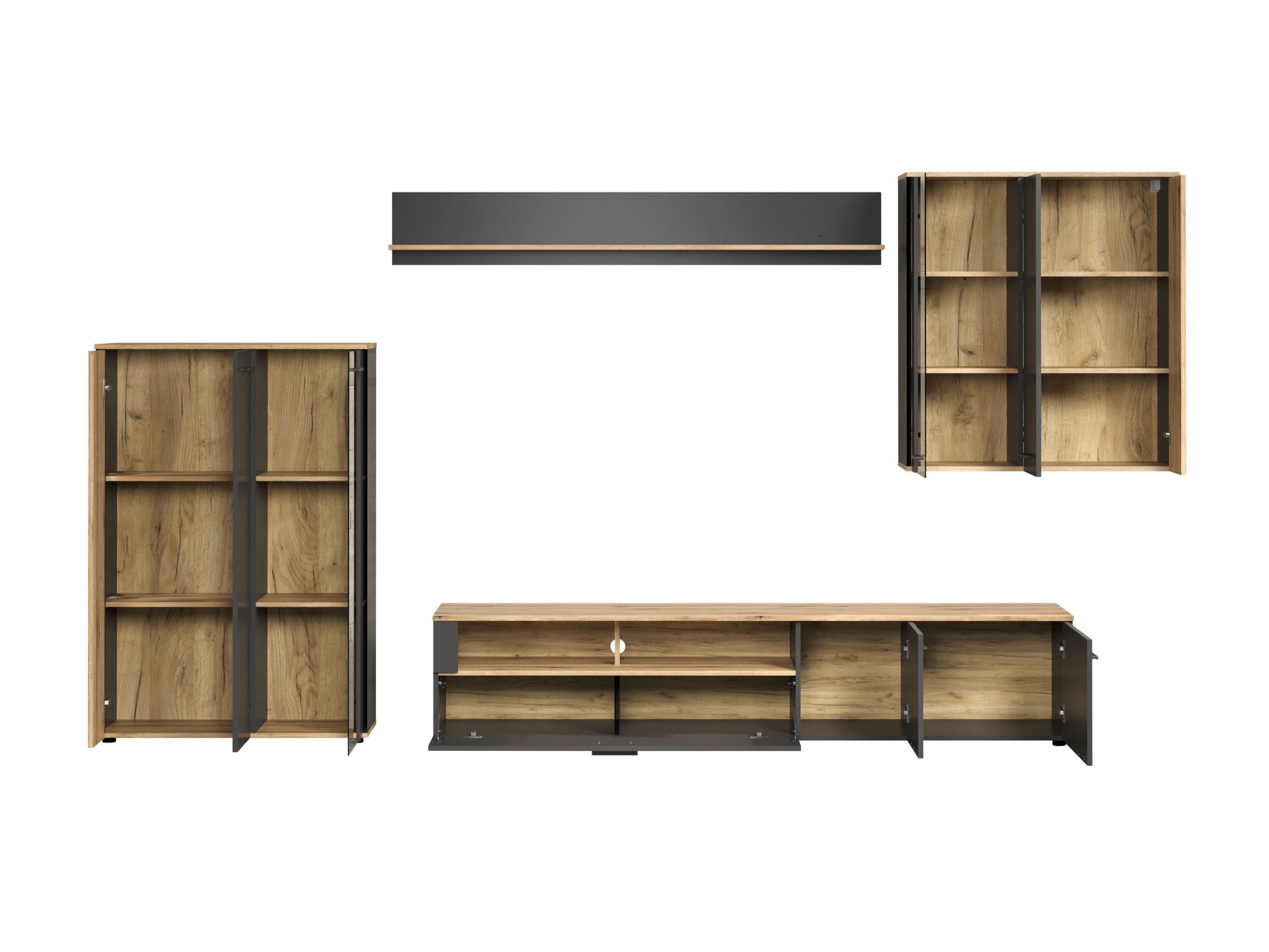 trendteam Esteban Anbauwand 4-tlg Anthrazit Eiche