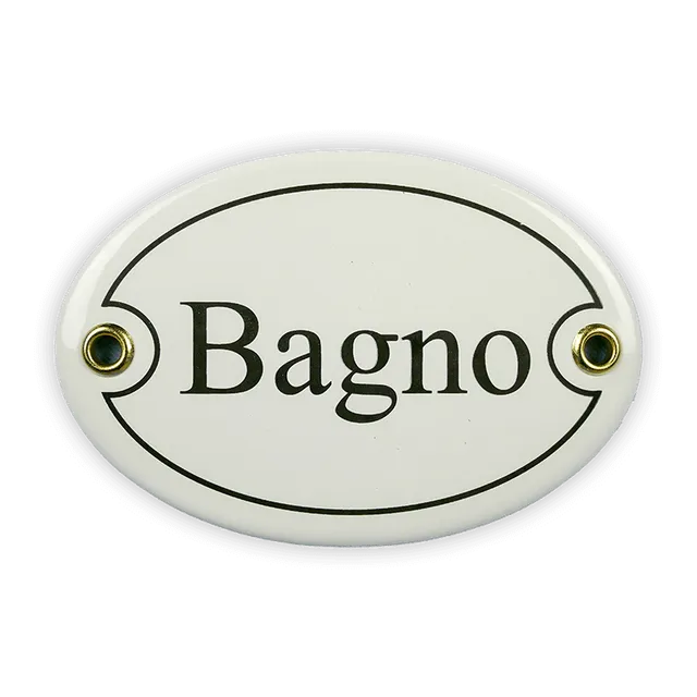 Emaille Türschild oval 10,5x7 cm Bagno weiß Emaille