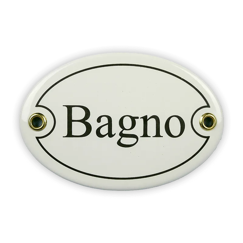 Emaille Türschild oval 10,5x7 cm Bagno weiß Emaille
