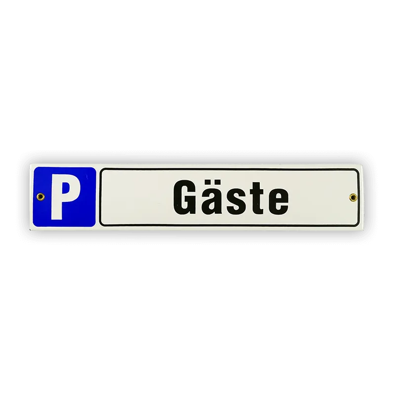 Münder Emaille Schild P Gäste 40x8 cm Parken