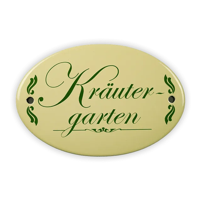 Münder Email Emaille Lagerschilder Kräutergarten Emailschild 15x10 cm creme