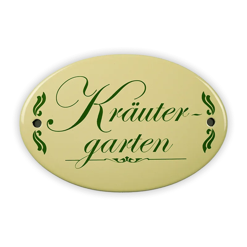 Münder Email Emaille Lagerschilder Kräutergarten Emailschild 15x10 cm creme
