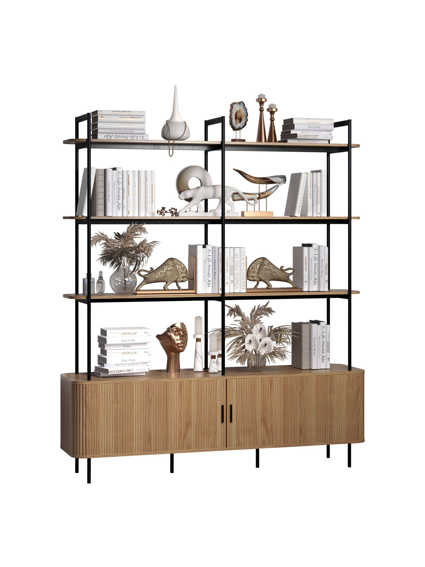 trendteam Ronin Regal Eiche Jalousieschiebetüren Arbeitszimmer
