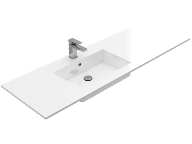 Treos Serie 750 Einbaubecken 1500x500 Ablage rechts weiß