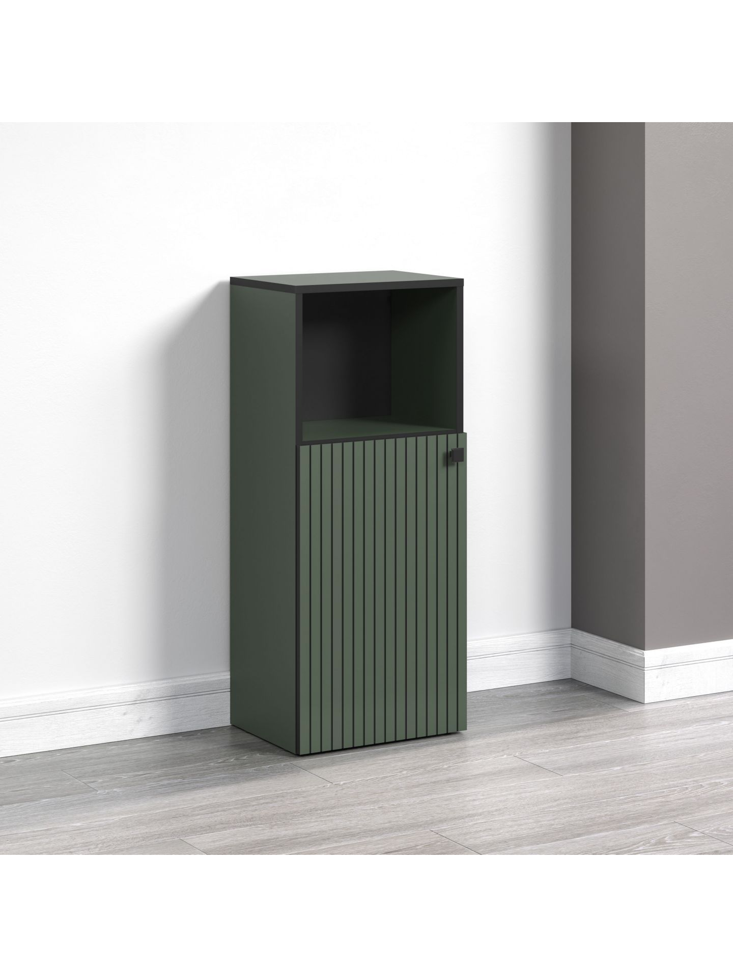 trendteam Badezimmer PureBliss Standschrank Grün Schwarz