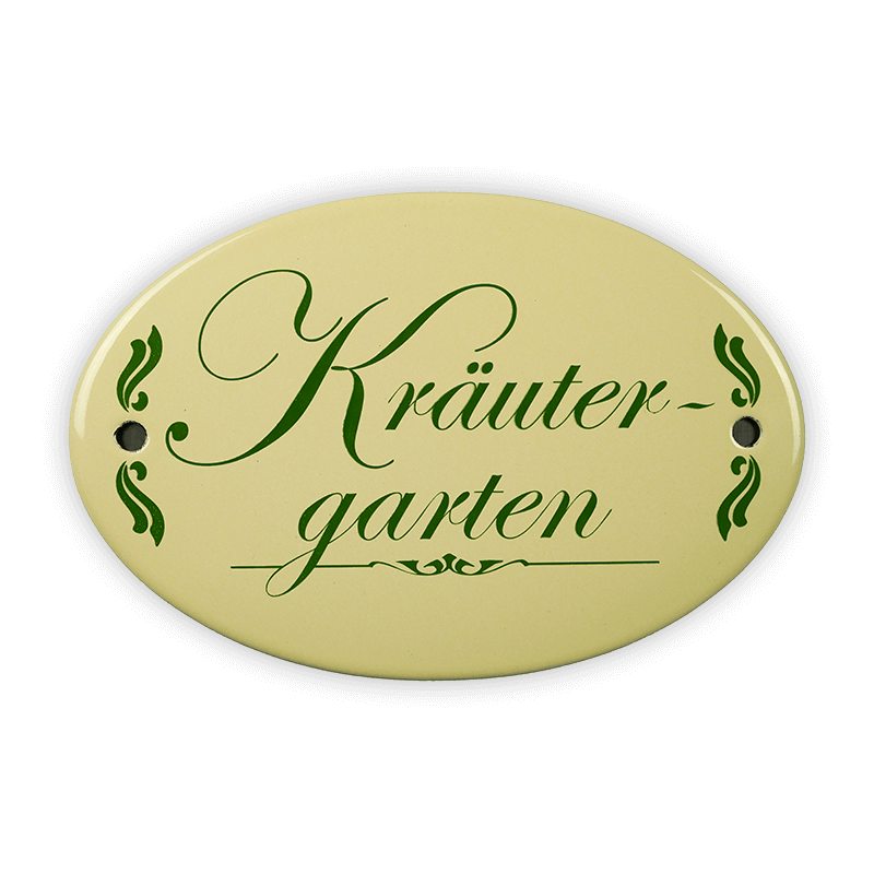 Münder Email Emaille Lagerschilder Kräutergarten Emailschild 15x10 cm creme