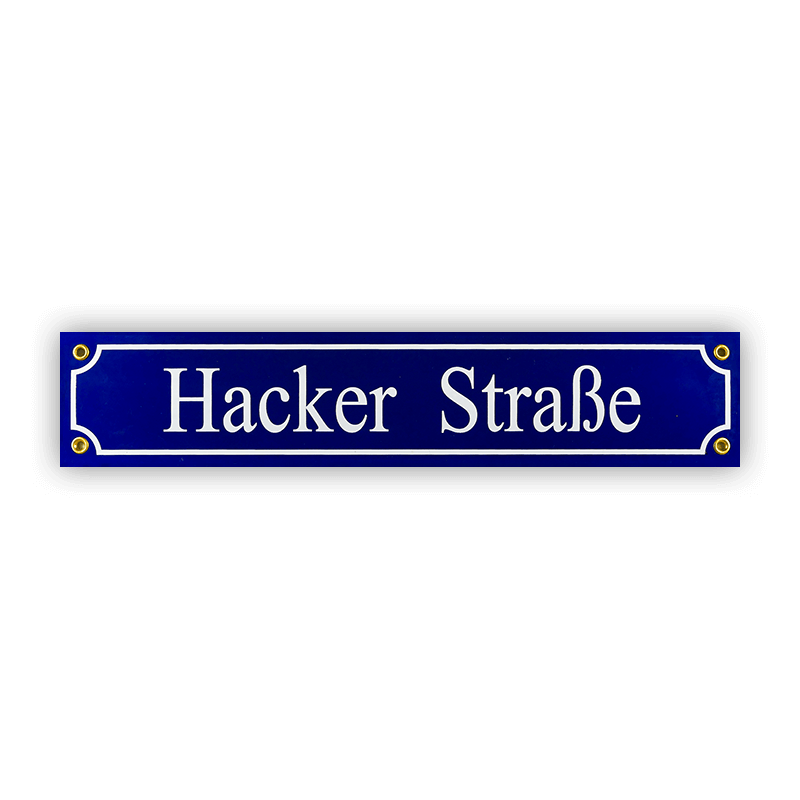 Münder Email Emaille Lagerschilder Hacker Straße Schild 40 cm blau