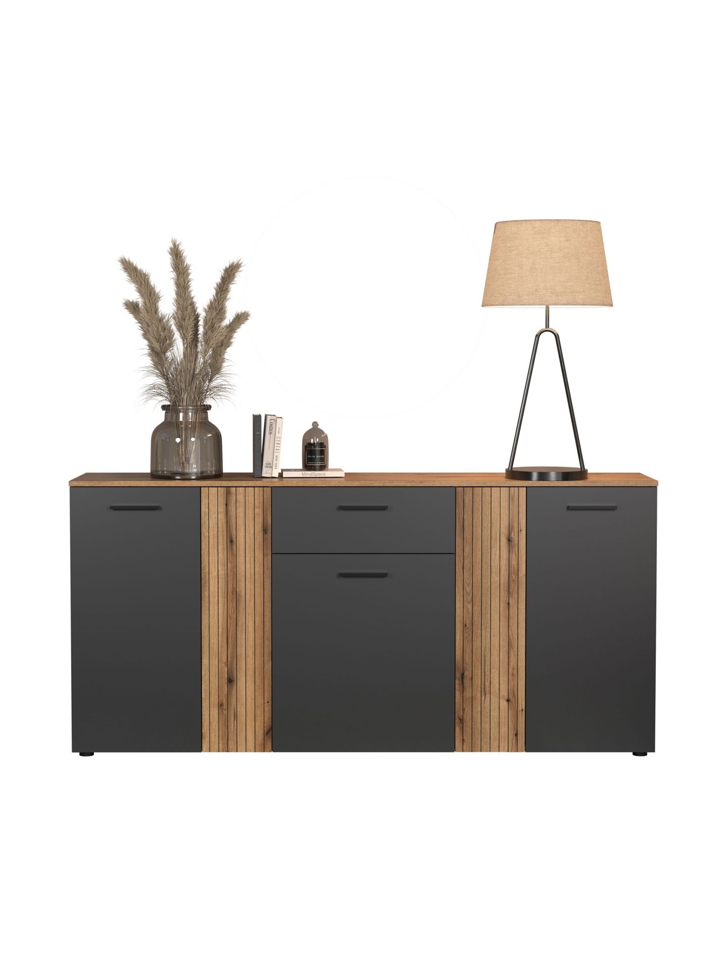 trendteam smart living Esteban Kommode Anthrazit Eiche 5 Schübe