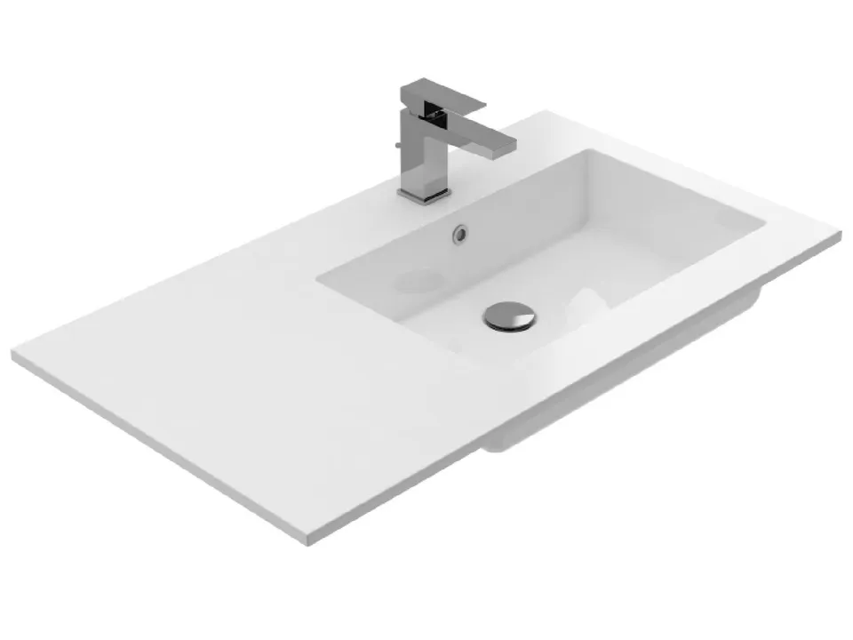 Treos Serie 750 Einbaubecken 900x500 weiß Ablage links