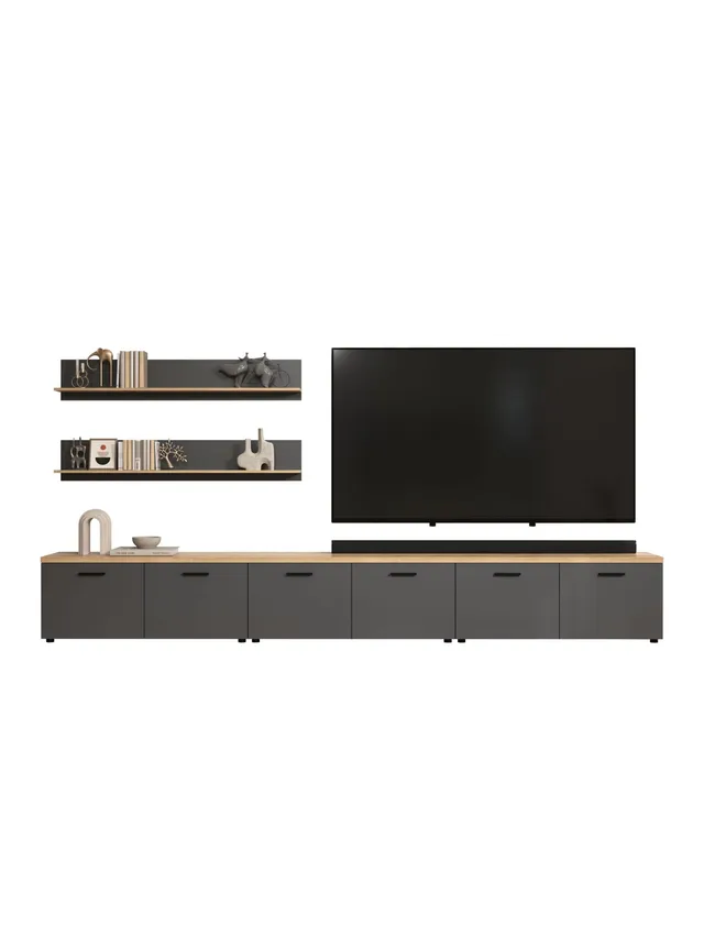 trendteam Baggio Anbauwand Anthrazit Coast Evoke Oak