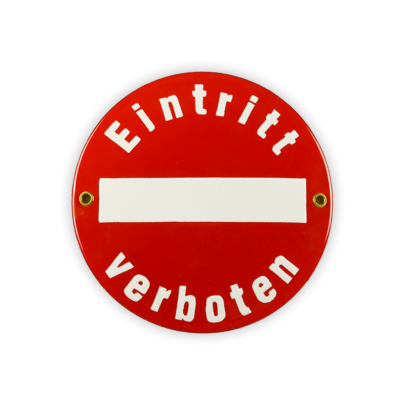 Münder Email Lagerschilder Emailschild rund 15 cm Eintritt verboten