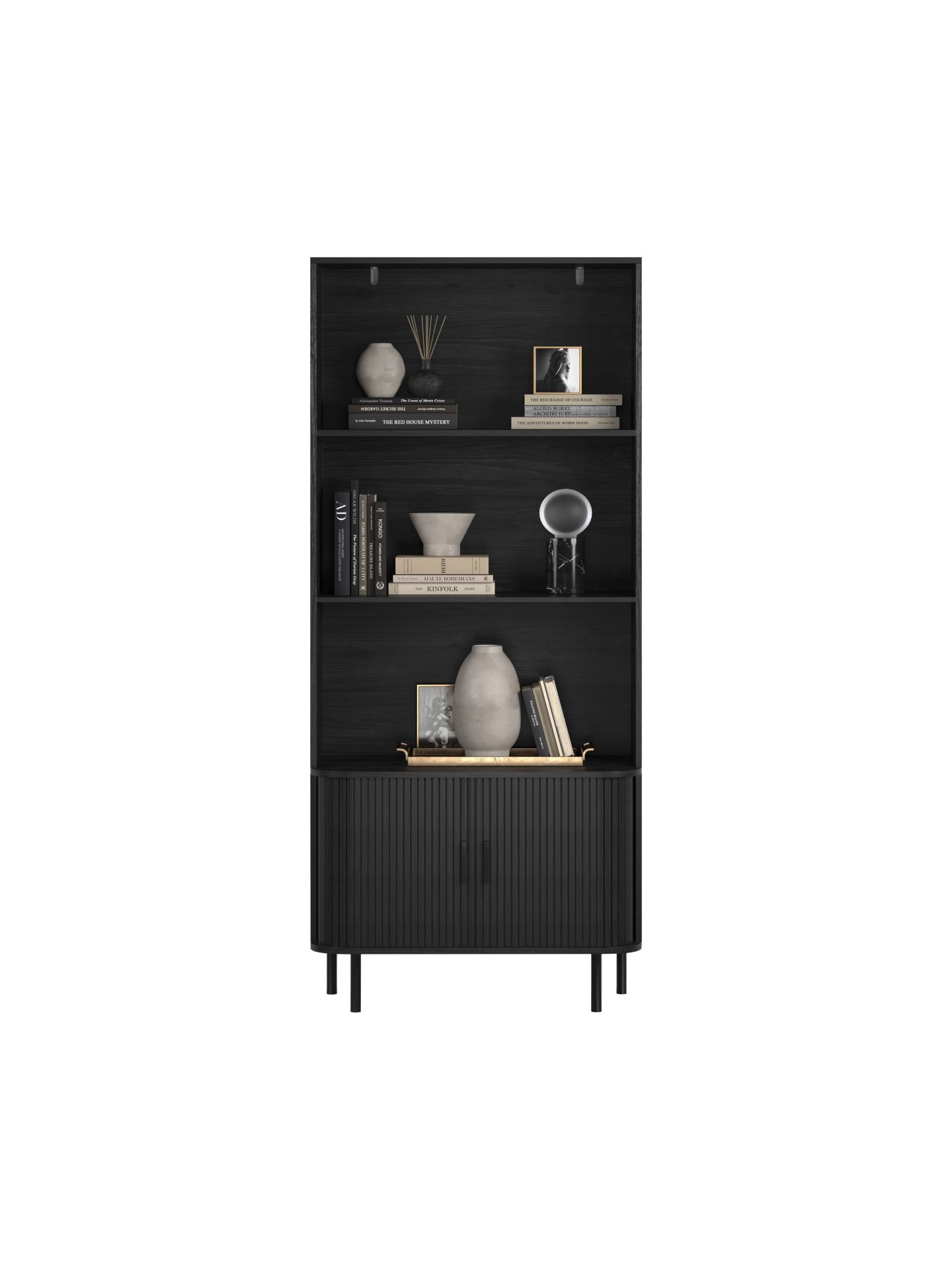 trendteam Ronin Bücherregal Jalousietüren Esche schwarz