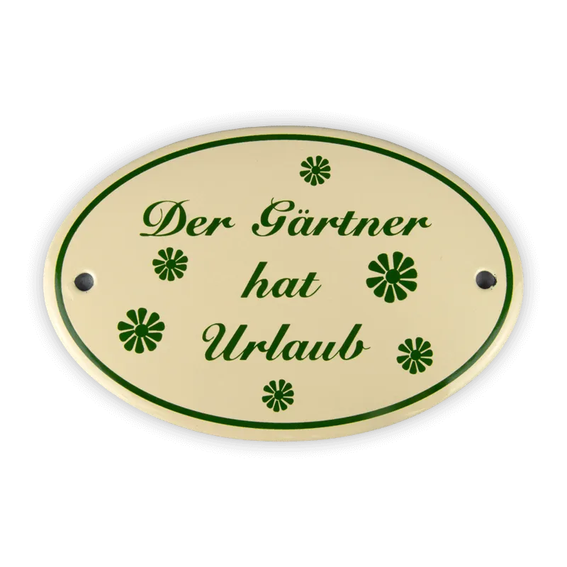 Münder Email Emaille Lagerschilder Emailschild Gärtner Urlaub 15x10 cm