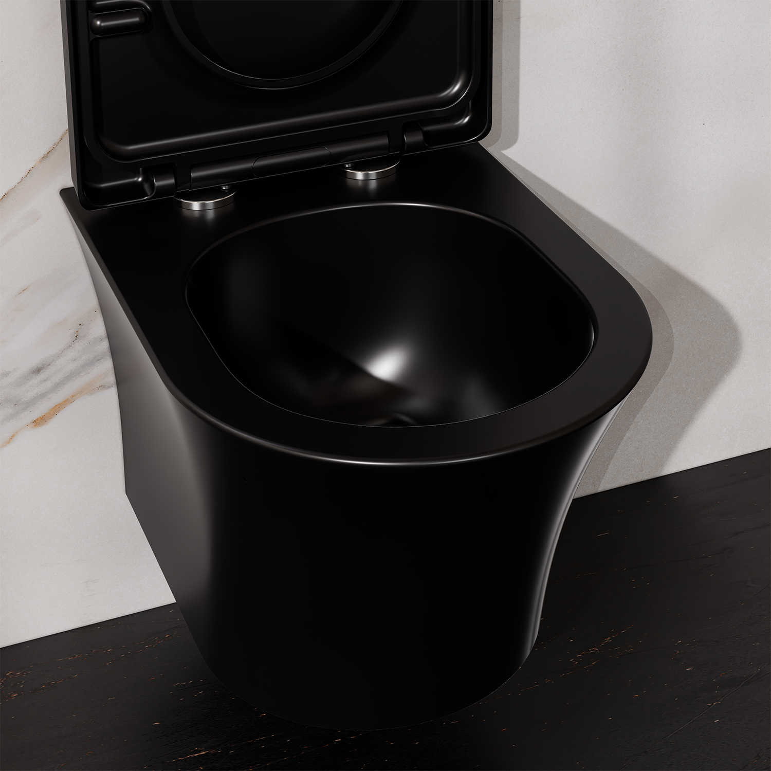 Treos Serie 810 Wand-WC Tiefspüler spülrandlos schwarz mit Sitz