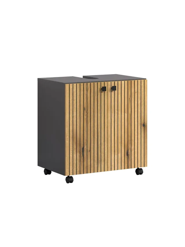 trendteam PureBliss Waschbeckenunterschrank Anthrazit Rollen