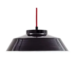Münder-Selection Lampe 350mm Emaille-Leuchte schwarz Textilkabel weiß