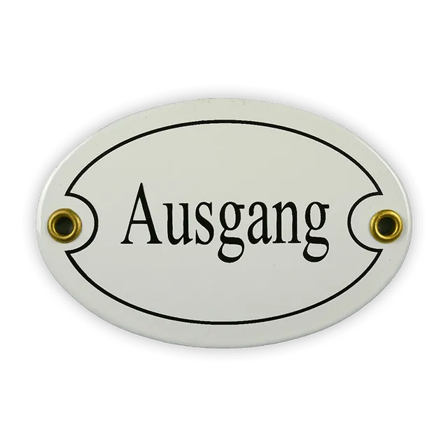 Münder Email Lagerschilder Ausgang Emailschild oval 10,5x7 cm