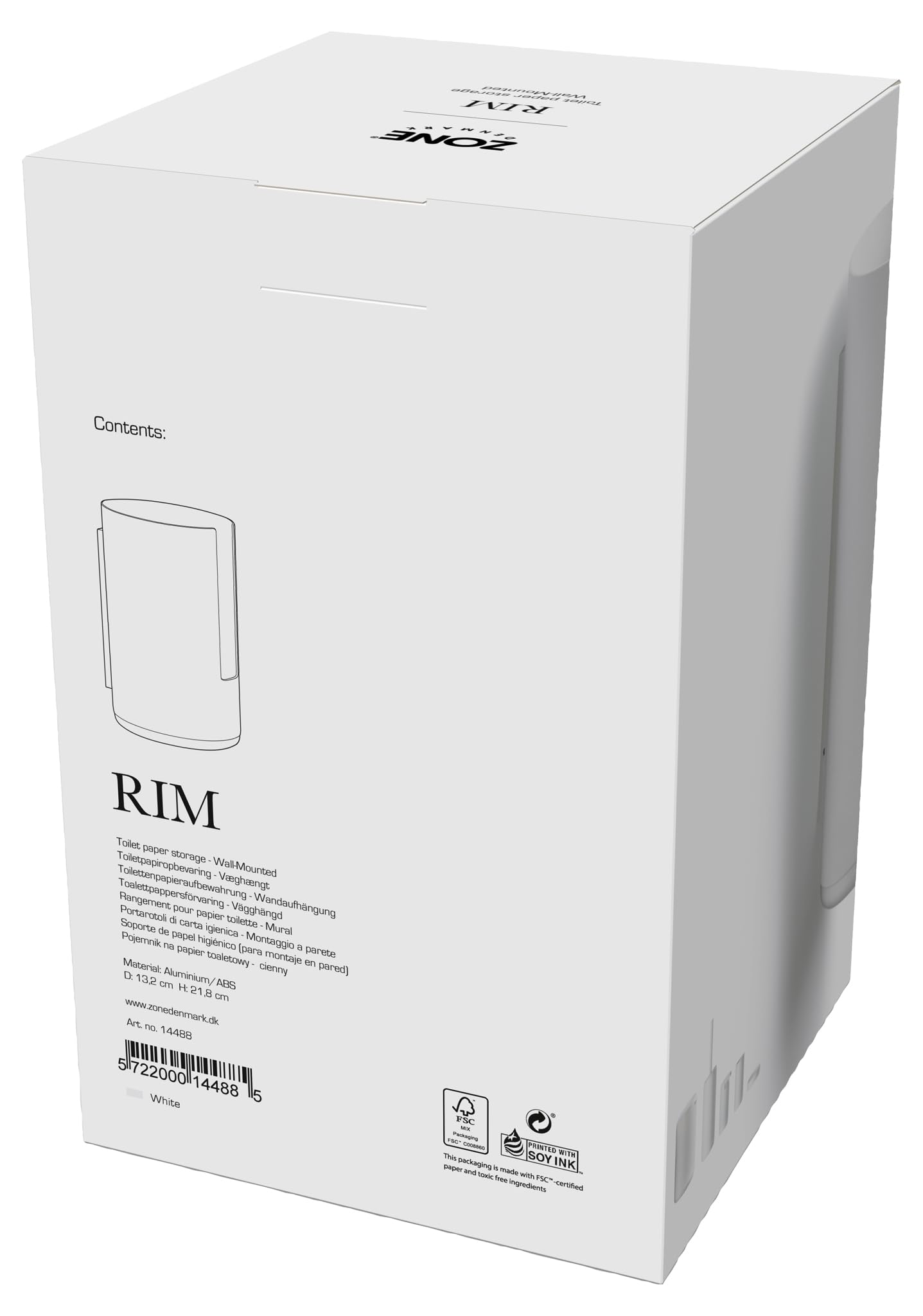 Zone Denmark Rim Toilettenpapieraufbewahrung Wand Weiß