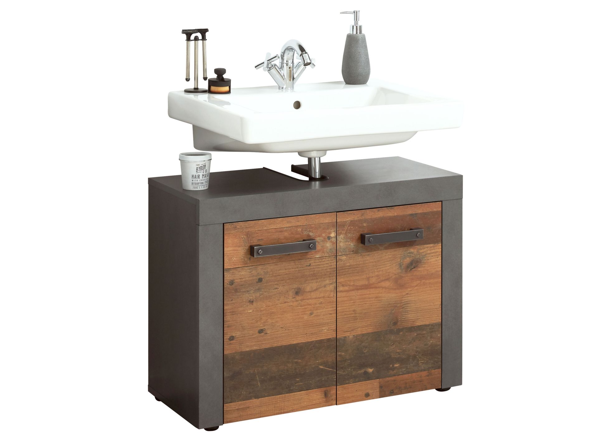 trendteam Cancun Indy Waschbeckenunterschrank dunkelgrau Old Wood