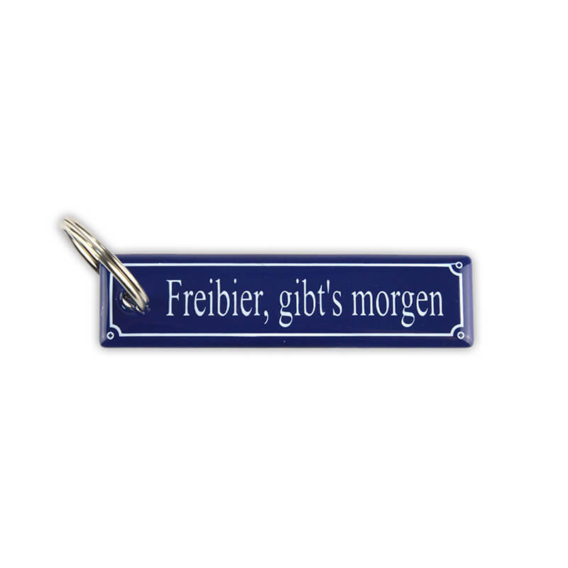Münder Email Schlüsselanhänger Freibier gibt's morgen 8x2 cm