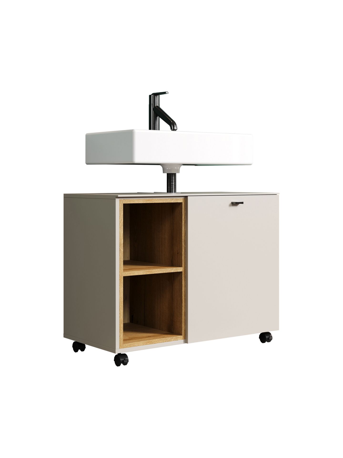 trendteam SaoPaulo Waschbeckenunterschrank Cashmere Rollen