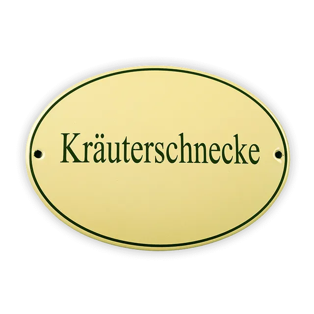 Münder Kräuterschnecke Emailschild oval 21x15 cm