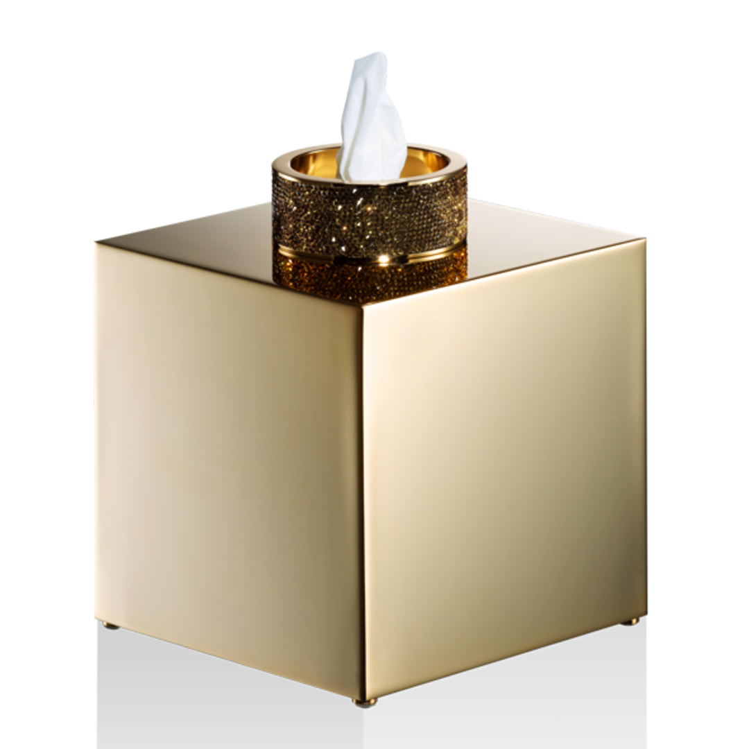 Decor Walther ROCKS KB Tücherbox Gold Matt 24 Karat Swarovski