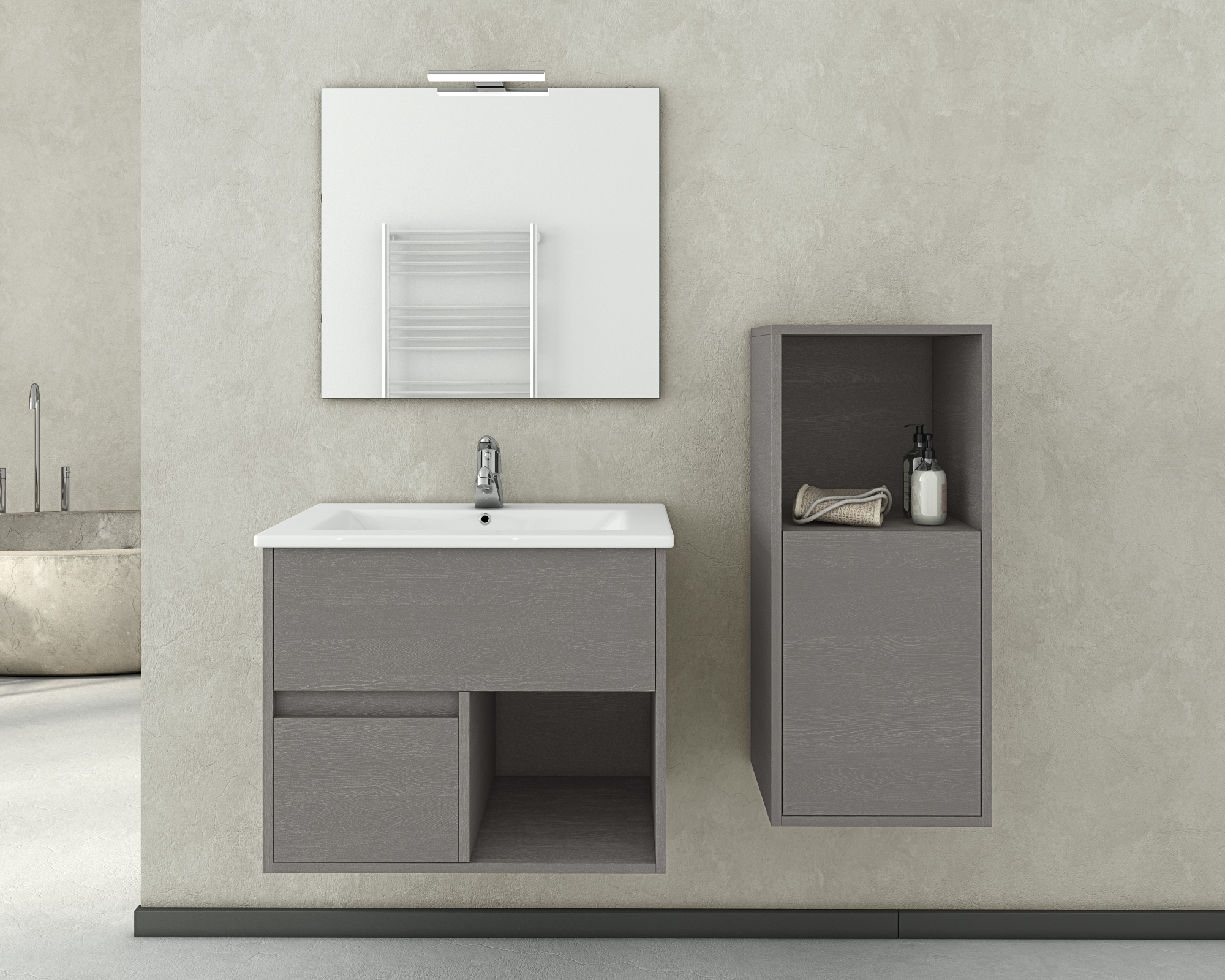 DROP Sorrento 65 Cement Badmöbel 65 cm Zement