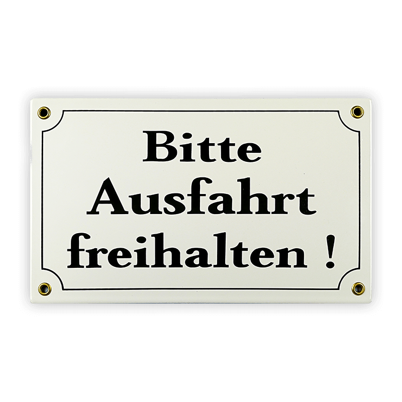 Münder Email Lagerschilder Emailschild Ausfahrt freihalten 25x15 cm
