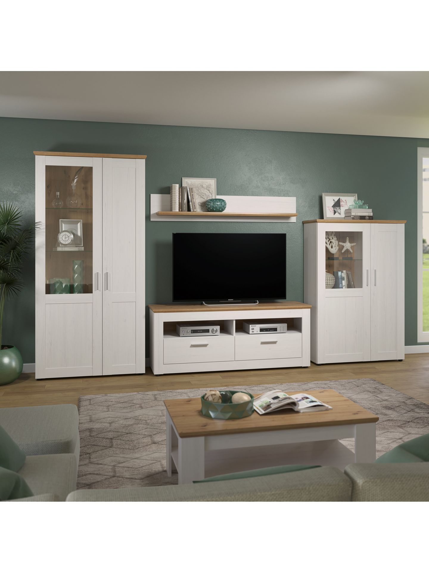 trendteam Shade Anbauwand weiß Artisan Eiche