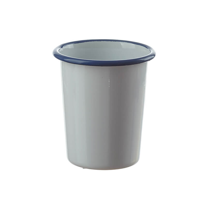Münder Email Nostalgie-Geschirr Emaillebecher konisch 350 ml weiß/blau