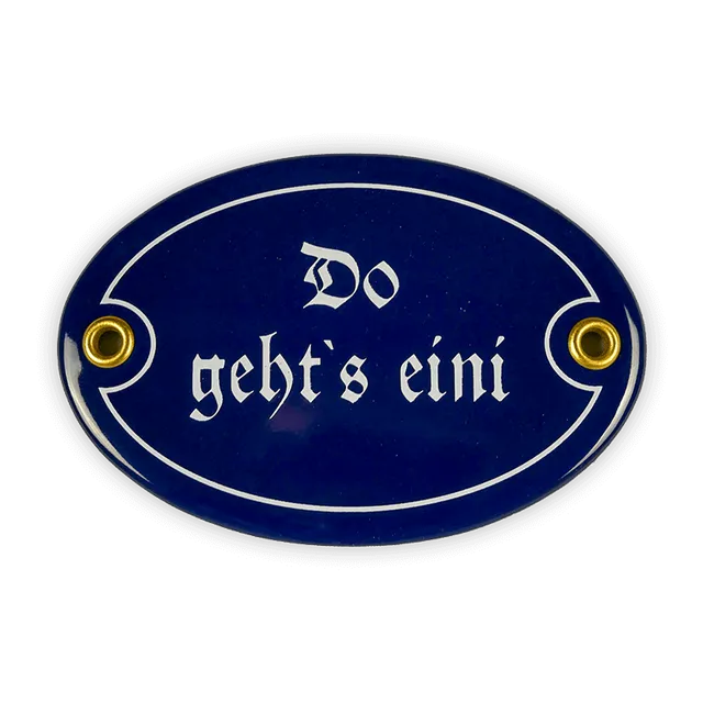 Münder Email Do geht's eini Türschild oval 10,5x7 cm