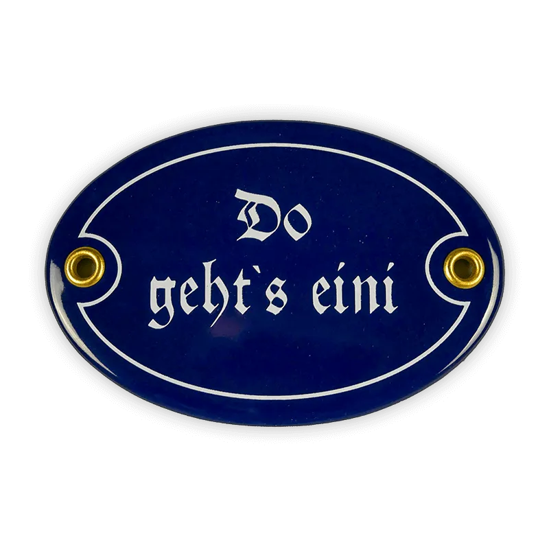 Münder Email Do geht's eini Türschild oval 10,5x7 cm