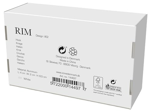 Zone Denmark Rim Haken Weiß Aluminium 8,5 cm Handtuchhaken