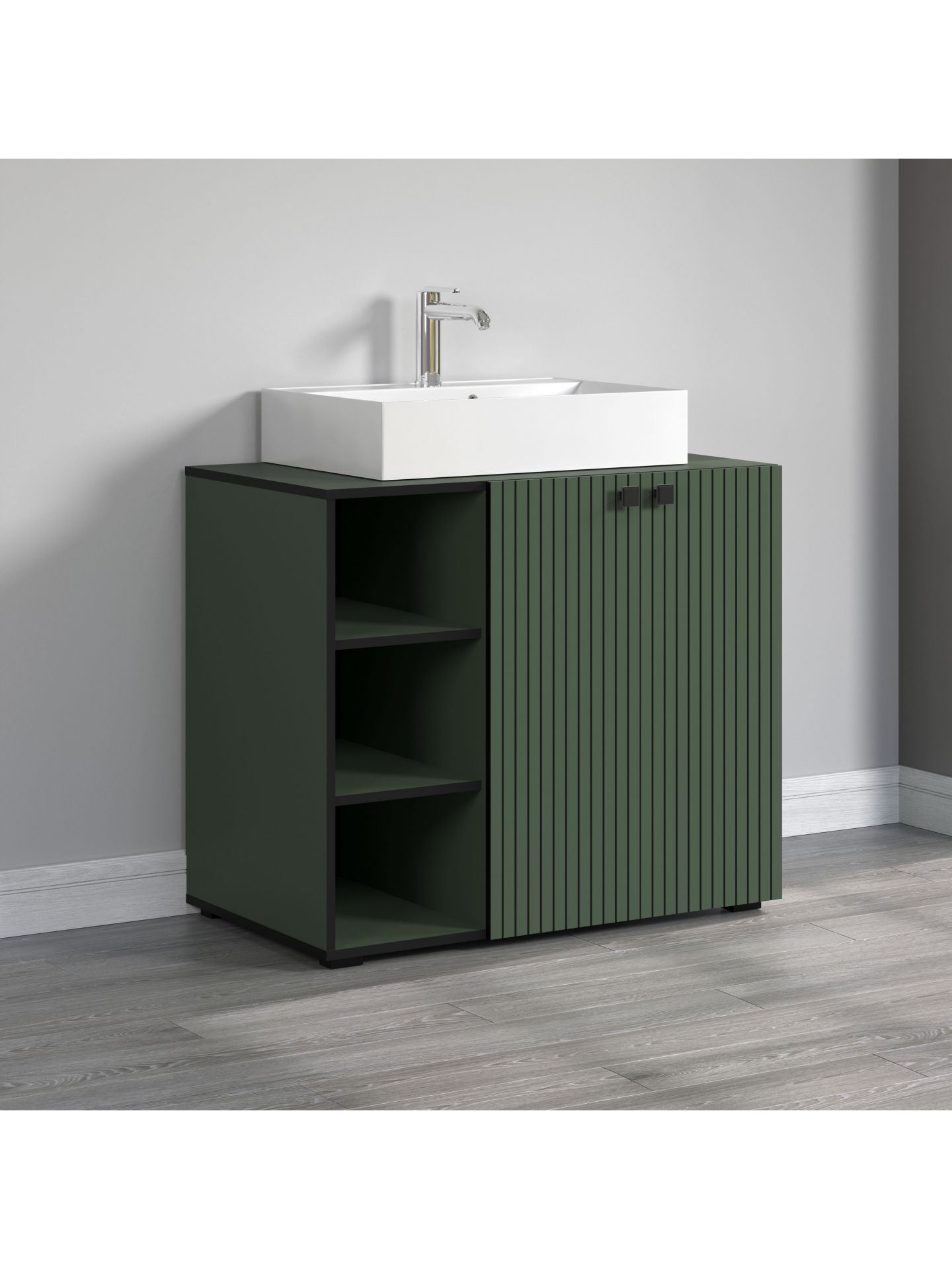 trendteam PureBliss Waschbeckenunterschrank Grün Waschbecken