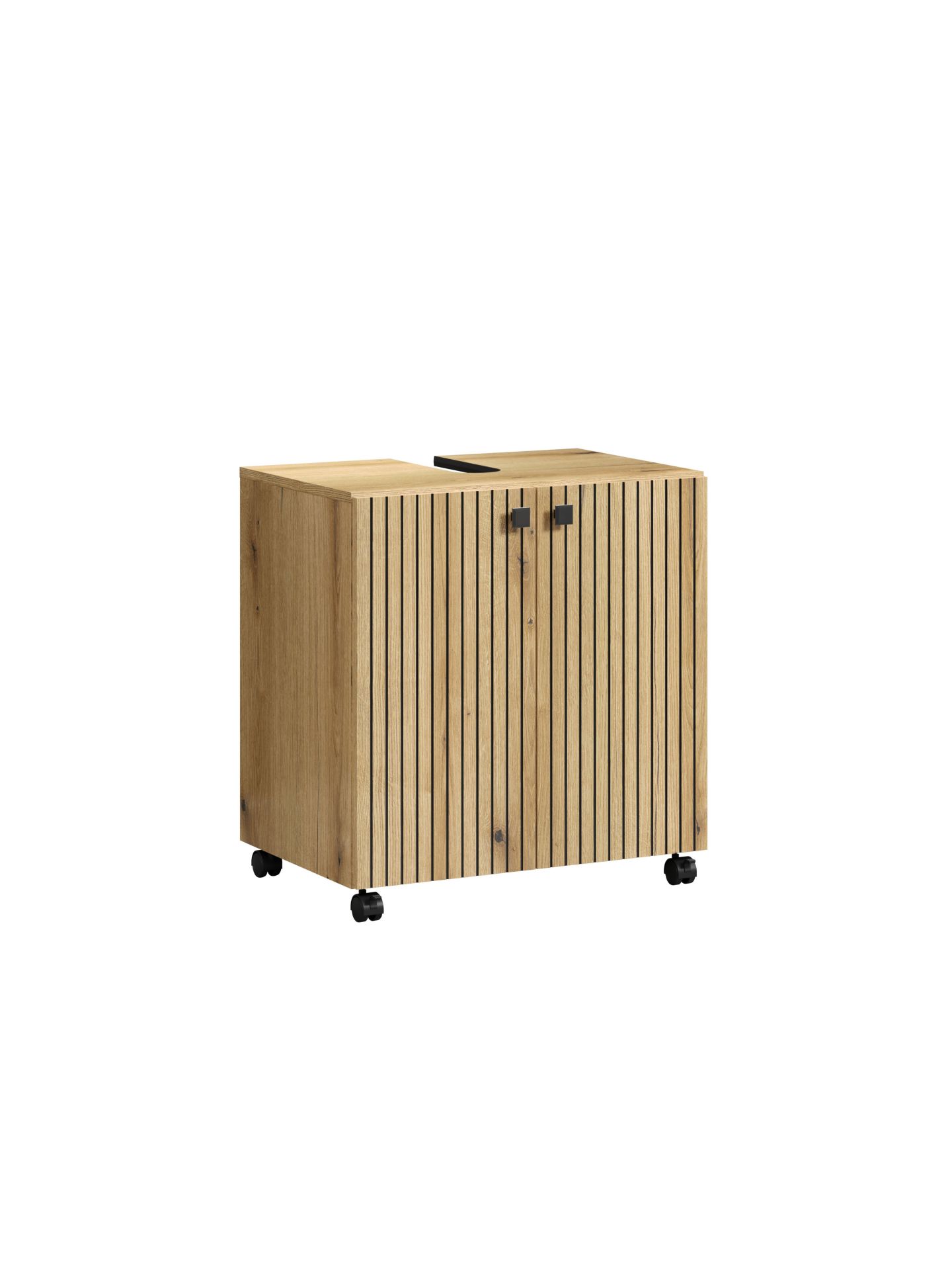 trendteam PureBliss Waschbeckenunterschrank Eiche Rollen