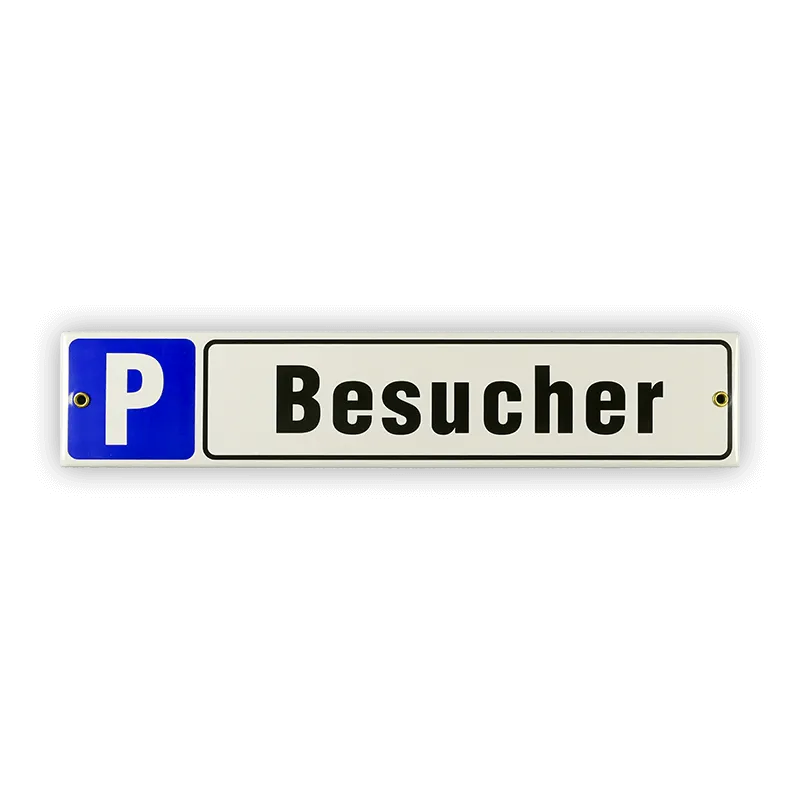 Münder Email Lagerschilder Emailschild P Besucher 40x8 cm