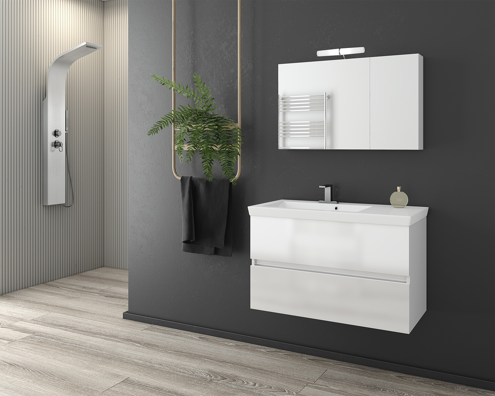 DROP LUXUS 85 White Badmöbel 85 cm weiß