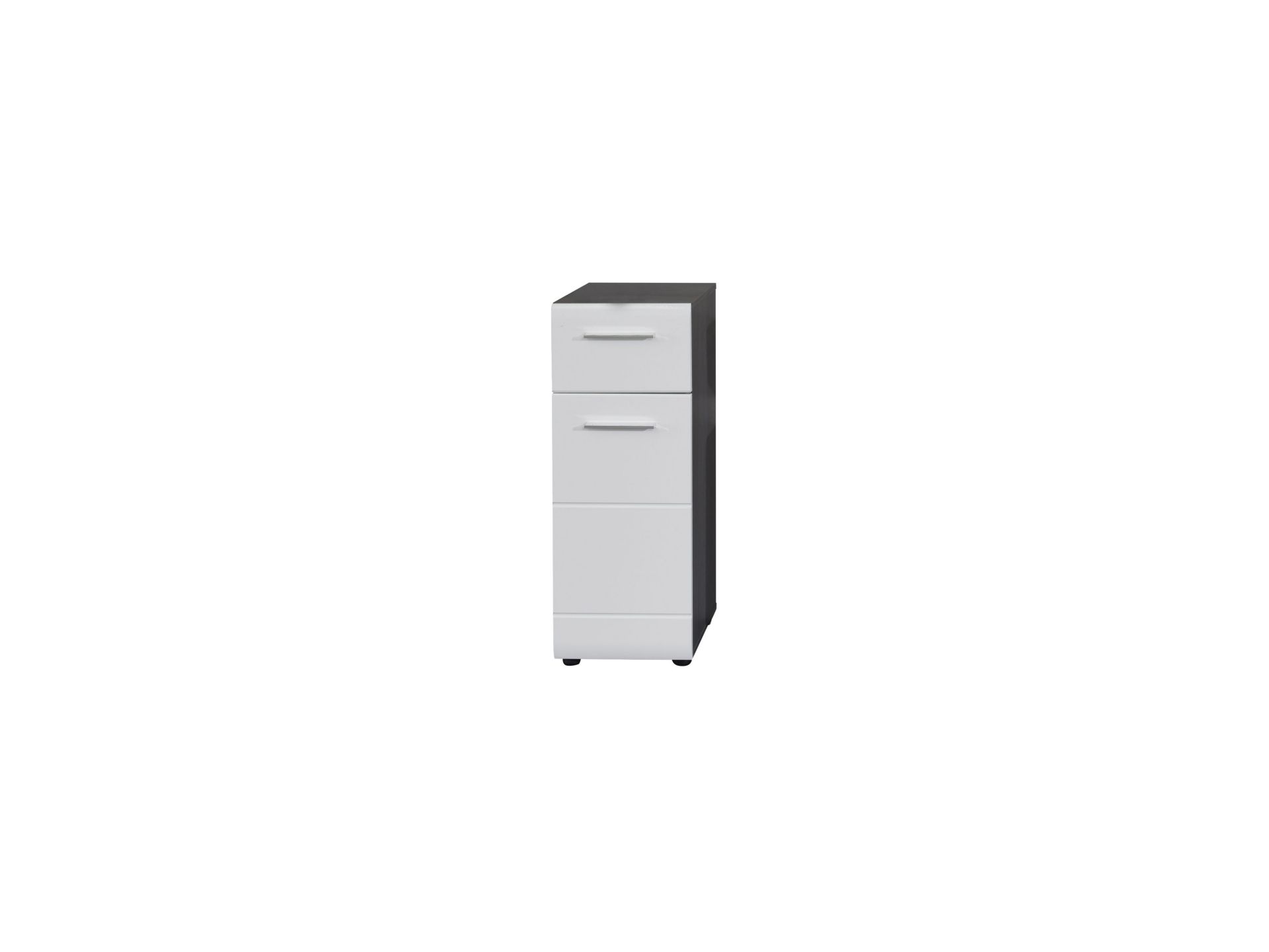trendteam Line Standschrank Rauchsilber Weiß Hochglanz