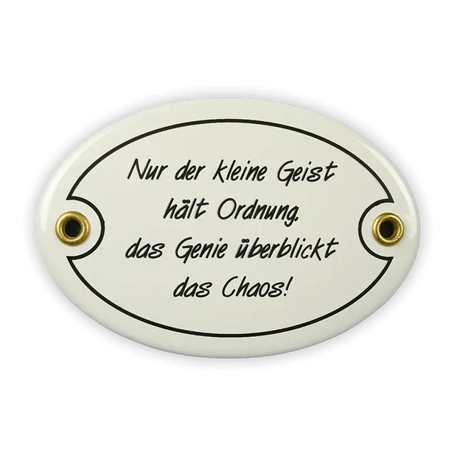 Münder Email Spruch Emailschild oval 10,5x7 cm Chaos