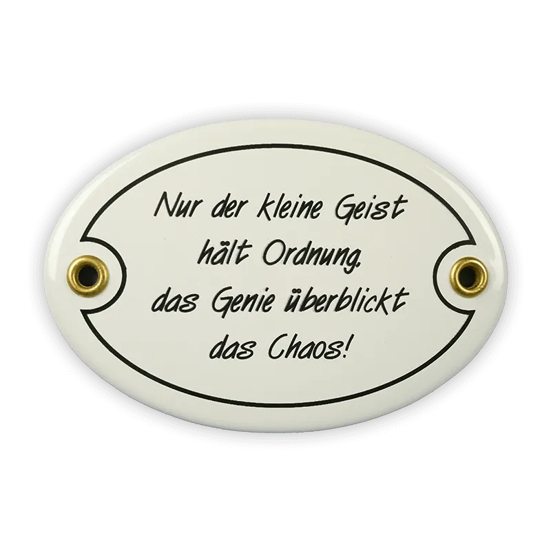 Münder Email Spruch Emailschild oval 10,5x7 cm Chaos